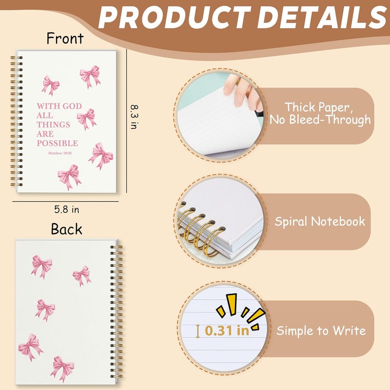 KIDEAR Christian Journal for Women, Prayer Notebook for Bible Study Notes,Cute Pink Bow Faith Journal,Coquette Preppy Christian Gifts for Teen Girls,Church Note Bible Study Supplies - A11 - Image 2